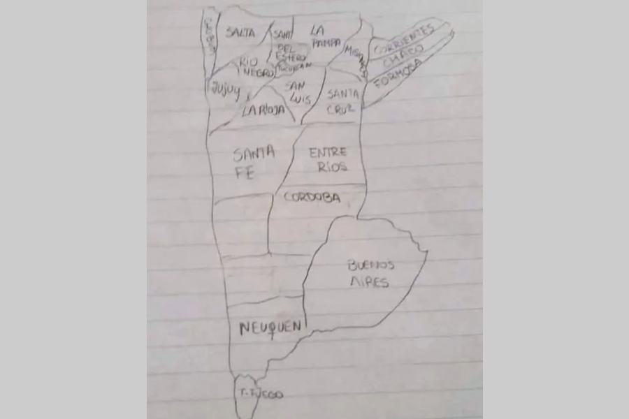 Se volvió viral: Intentó dibujar el mapa de Argentina y desató una ola de reacciones