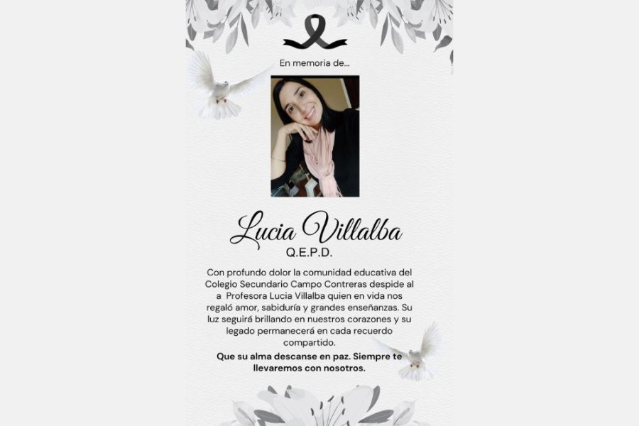 Profundo pesar en Santiago del Estero por el fallecimiento de la profesora Lucía Villalba Profundo pesar en Santiago del Estero por el fallecimiento de la profesora Lucía Villalba