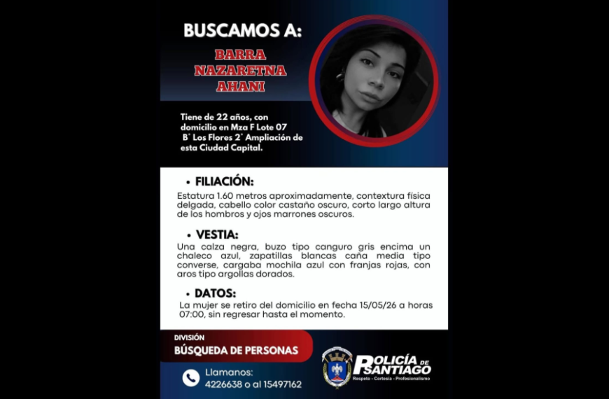 La Policia de la Provincia busca intensamente a una joven de 22 años que desaparecio en el barrio Los Flores
