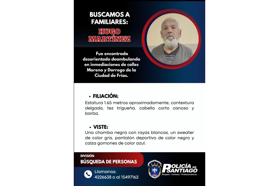 Encontraron a un hombre desorientado y piden ayuda para ubicar a sus familiares
