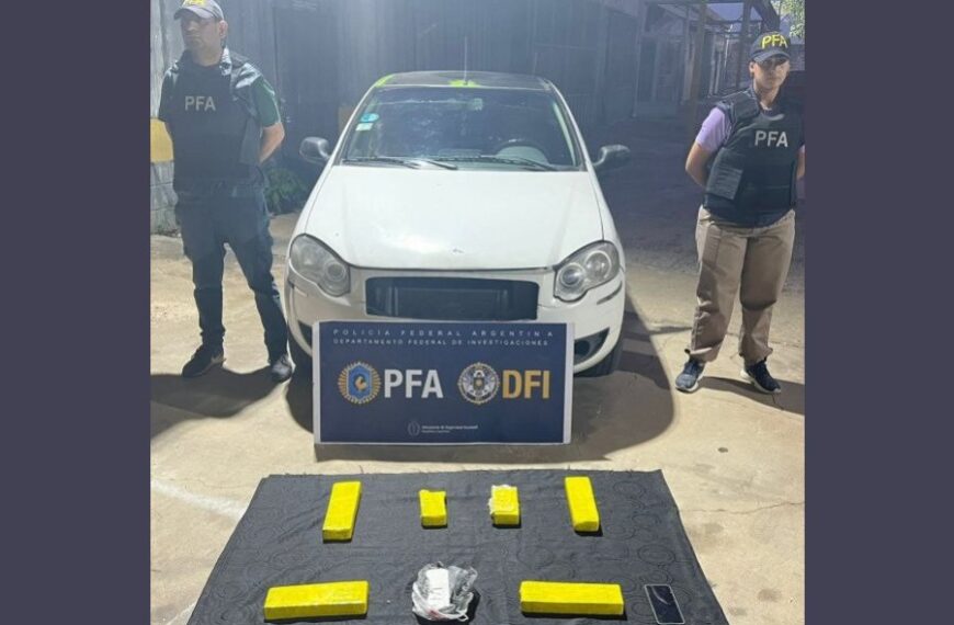 Secuestraron casi 5 kilos de «ladrillos» de marihuana en el automóvil y en la vivienda