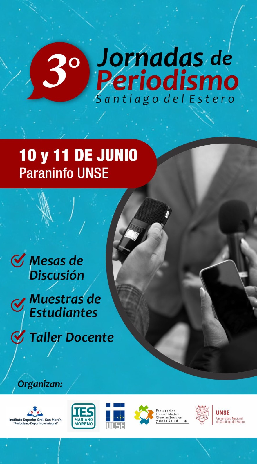 Anuncio de las III Jornadas de Periodismo en Santiago del Estero con espacios de debate y reflexión profesional