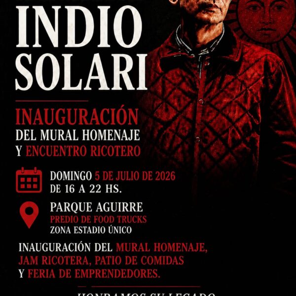 La Municipalidad de la Capital inaugurará un mural en homenaje al Indio Solari con un festival cultural en el sector del Estadio Único