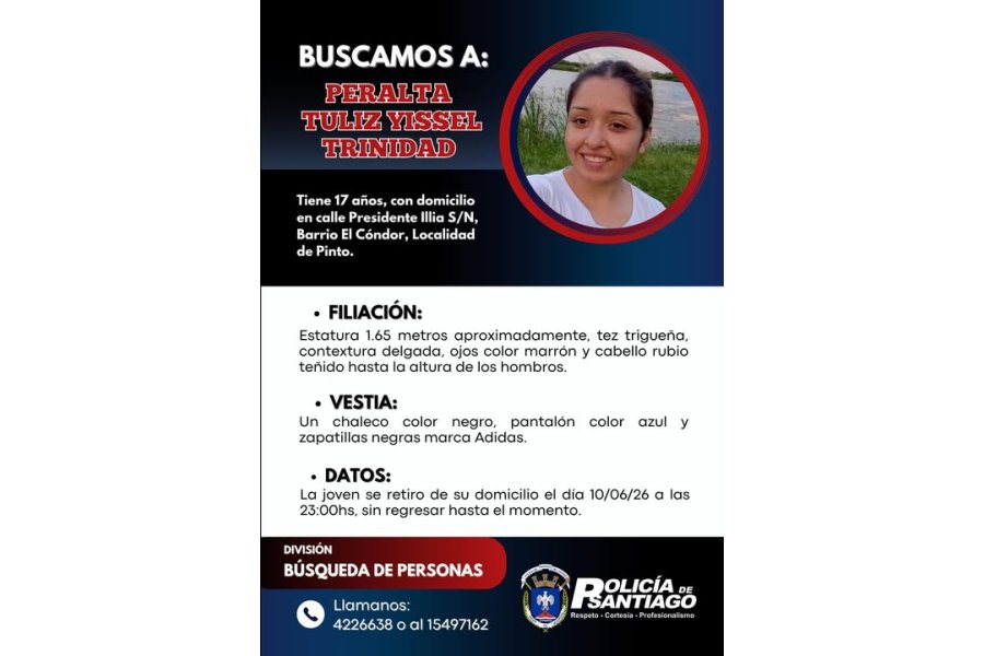 Operativo de la División Búsqueda de Personas por la desaparición de una menor en la localidad de Pinto