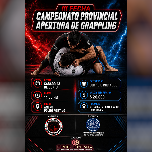 Realización de la tercera y última jornada del Campeonato Provincial Apertura de Grappling en las instalaciones del Polideportivo Provincial