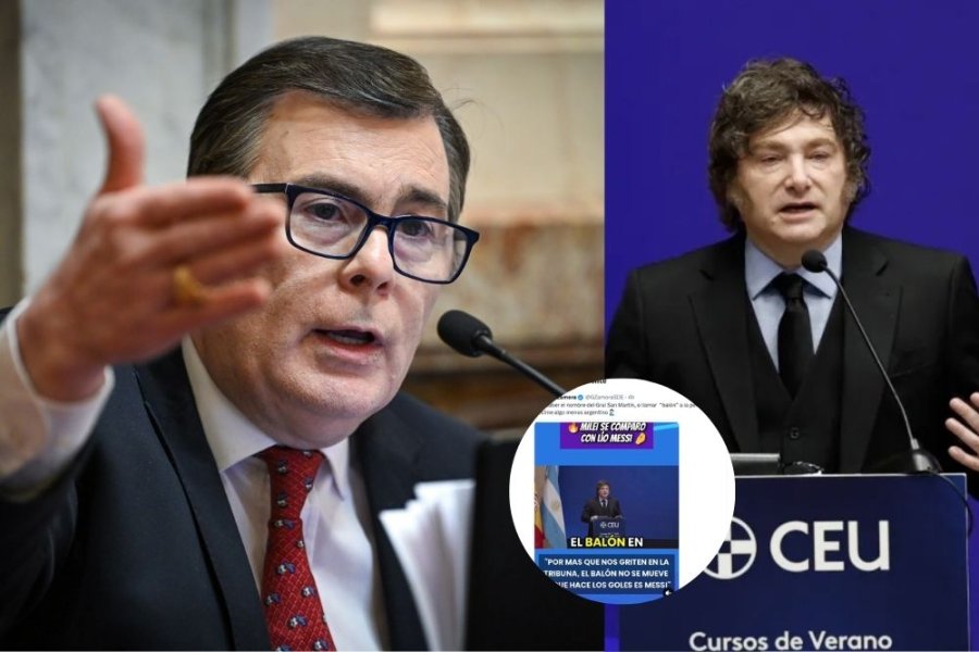 El senador Zamora criticó al Presidente en redes sociales por rebautizar al prócer nacional en un acto y utilizar modismos españoles en sus metáforas futbolísticas