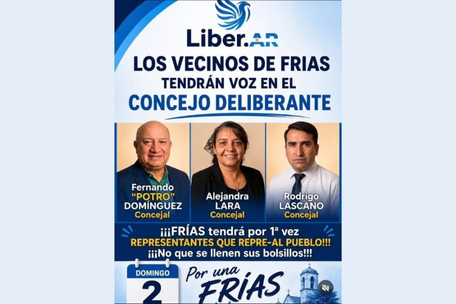 La agrupación Liber.AR definió las postulaciones de Fernando Domínguez, Alejandra Lara y Rodrigo Lascano para el cuerpo legislativo de Choya