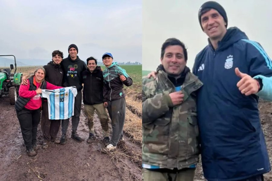 El Dibu Martínez quedó encajado en un camino rural de Sierra de los Padres y recompensó con su camperón a los vecinos que lo auxiliaron