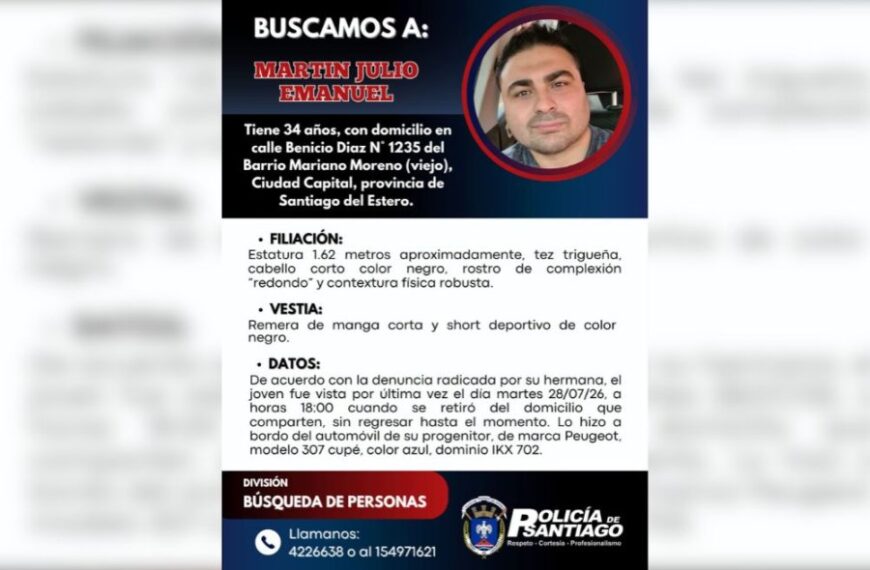 Buscan a un hombre de 34 años desaparecido en el barrio Mariano Moreno