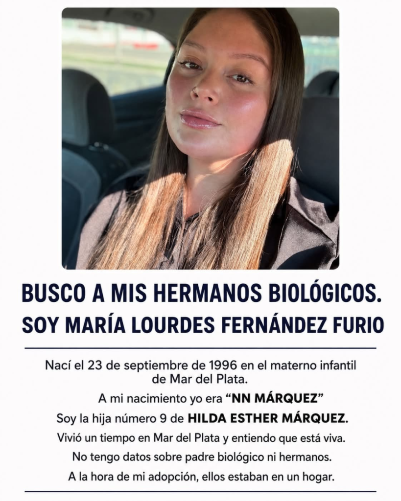Campaña de búsqueda de María Lourdes Fernández Furio para localizar a sus hermanos biológicos