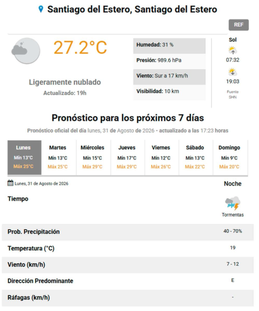 Alerta por el avance de un temporal desde el sur provincial hacia la Capital santiagueña Alerta por el avance de un temporal desde el sur provincial hacia la Capital santiagueña