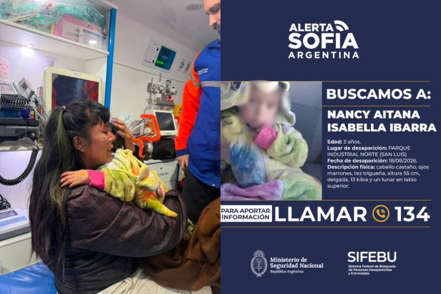 Encontraron sana y salva a la niña de 3 años por la que se había activado el Alerta Sofía en San Luis