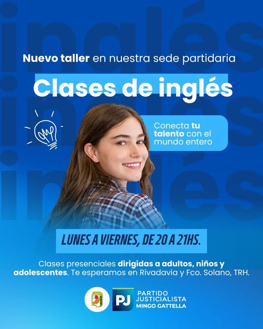 El Partido Justicialista de Las Termas de Río Hondo habilitó un taller gratuito de apoyo en idioma inglés