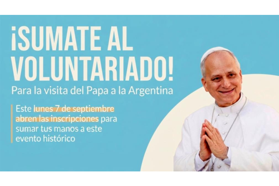 Abrieron la inscripción de voluntarios para la visita del Papa León XIV a la Argentina Abrieron la inscripción de voluntarios para la visita del Papa León XIV a la Argentina