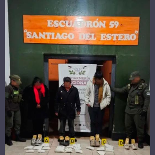 Gendarmería secuestró casi 11 kilos de cocaína durante un operativo sobre la Ruta 34 en La Banda