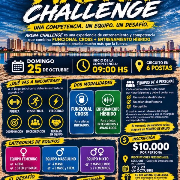 La Costanera Norte será sede de la primera edición de la competencia deportiva ARENA CHALLENGE