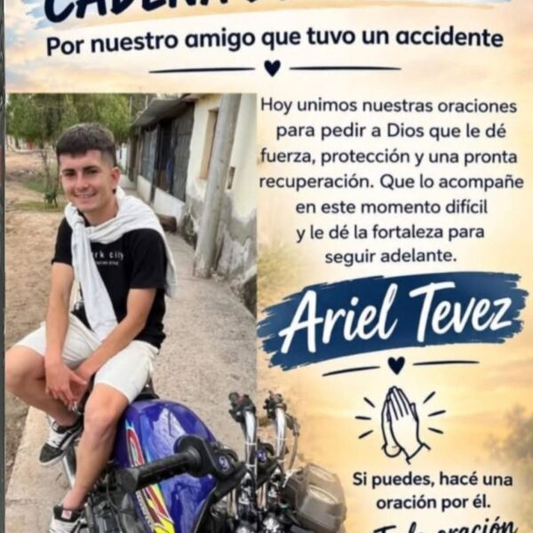 Cadena de oración en La Banda por la recuperación de un joven internado tras un choque sobre la Ruta 1