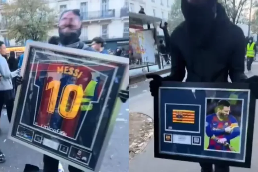 Robaron una camiseta y una cinta de capitán firmadas por Lionel Messi durante saqueos en París Robaron una camiseta y una cinta de capitán firmadas por Lionel Messi durante saqueos en París